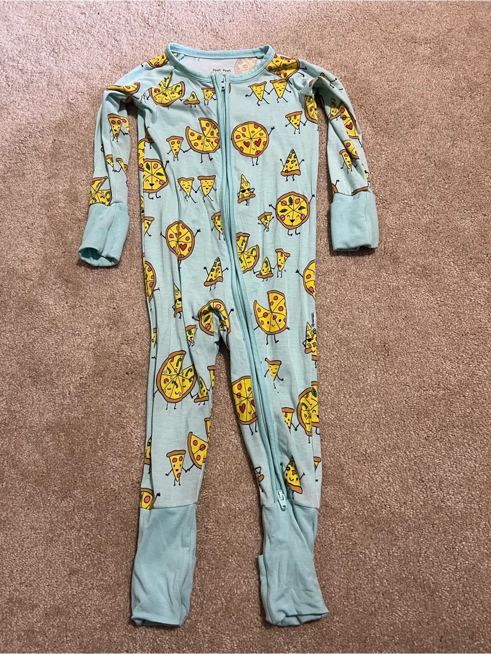 Little Sleepies Pizza Pals Zippie Bamboo Pajamas size 6-12 months